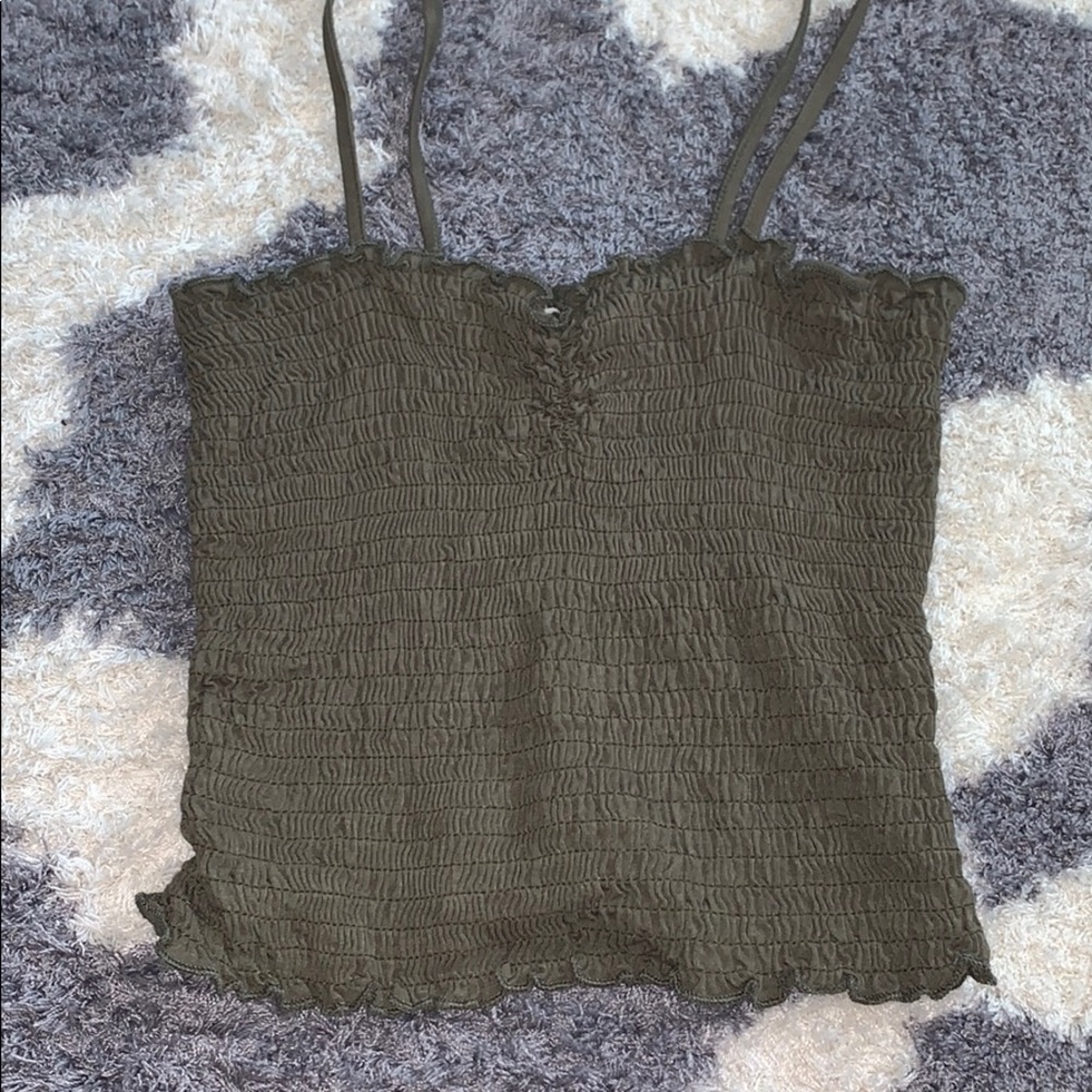 Smocked green cropped tank
